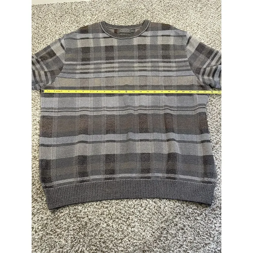 Talbots Men’s 100%‎ Pima Cotton Long Sleeve Sweater Gray Tan Size L